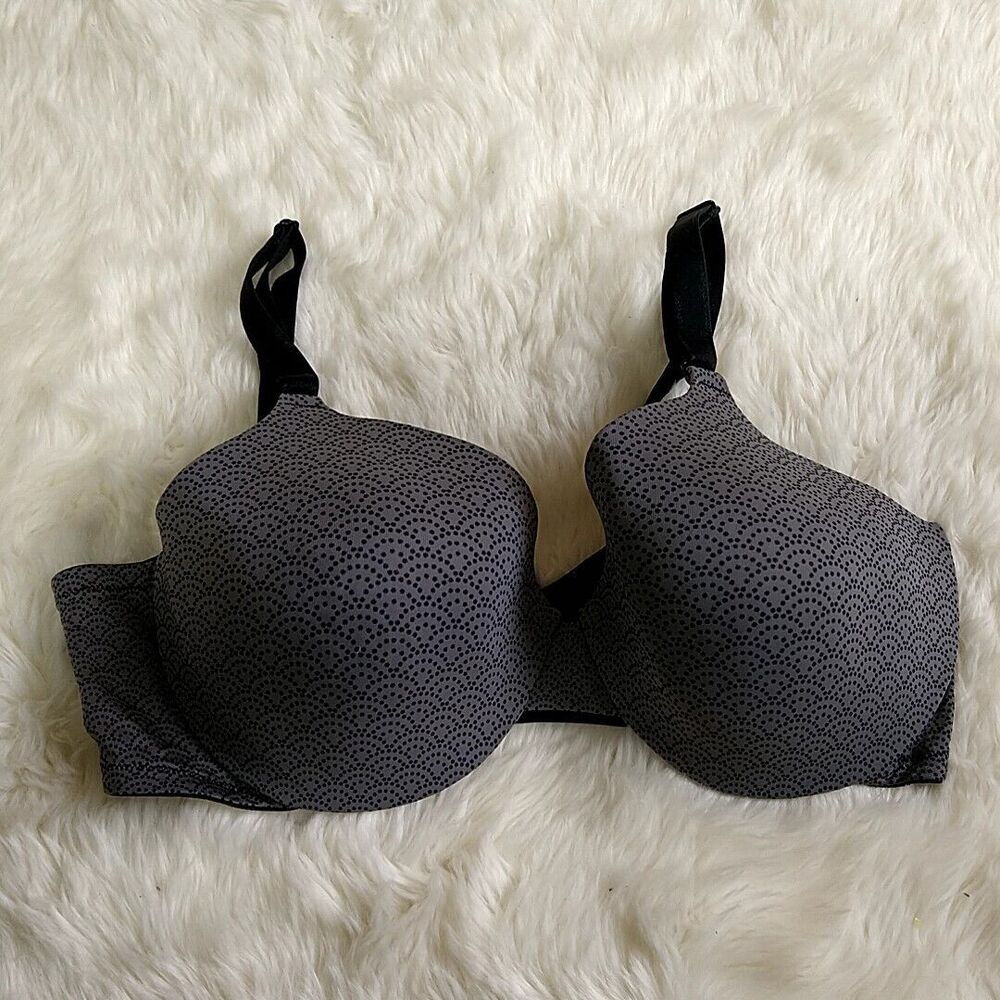 Warners Womens sz 38C Bra Gray Underwired Lightly Padded 3 Back Clasp